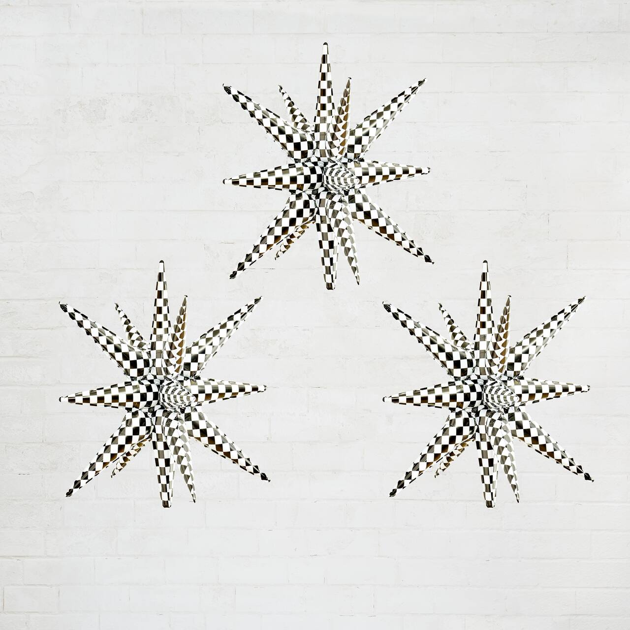 6 Packs: 3 ct. (18 total) 26" Black & White Checker Starburst Foil Balloons by Celebrate It™